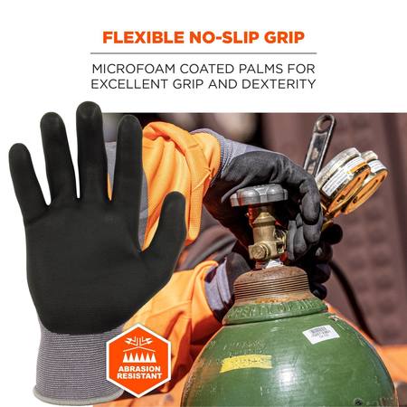 Proflex By Ergodyne Nitrile-Coated Gloves Microfoam Palm 12-Pair, Gray, Size XXL 7000-12PR